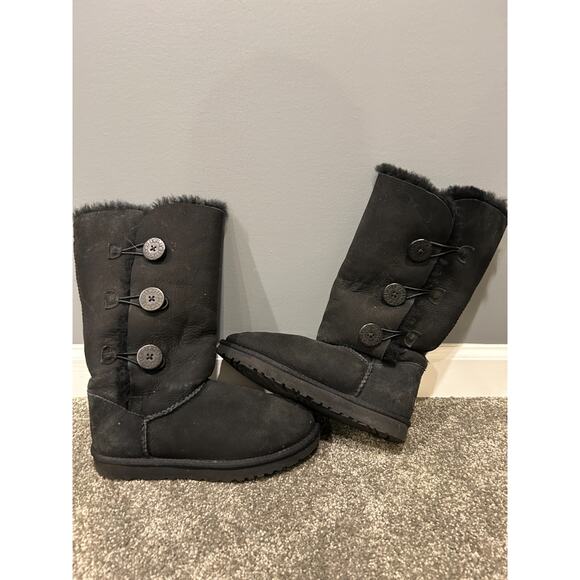 UGG Bailey Button Classic Tall Boots 1873 Black Triplet Size 8 UGG - Picture 1 of 5